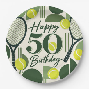 Tennis 50e verjaardag tennisbal en nummer  papieren bordje