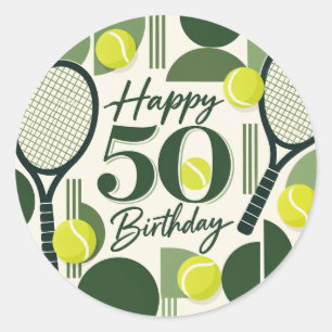 Tennis 50e verjaardag tennisbal en nummer ronde sticker