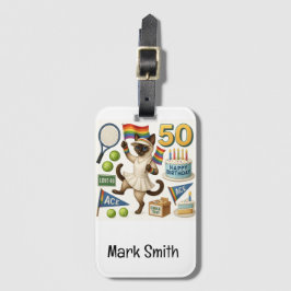 Tennis 50e verjaardag voor kattenliefhebbers bagagelabel