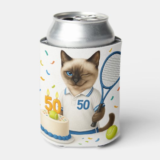 Tennis 50e verjaardag voor kattenliefhebbers blikjeskoeler (Blikje Voorkant)