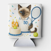 Tennis 50e verjaardag voor kattenliefhebbers blikjeskoeler (Voorkant)