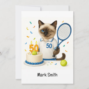 Tennis 50e verjaardag voor kattenliefhebbers kaart