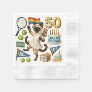 Tennis 50e verjaardag voor kattenliefhebbers servet