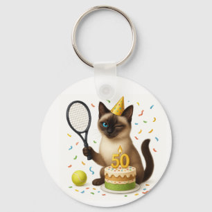 Tennis 50e verjaardag voor kattenliefhebbers sleutelhanger
