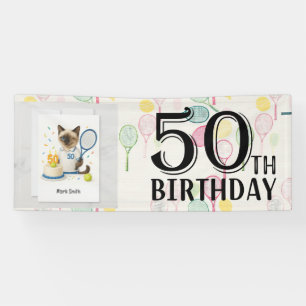 Tennis 50e verjaardag voor kattenliefhebbers spandoek