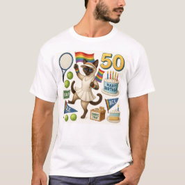Tennis 50e verjaardag voor kattenliefhebbers t-shirt