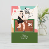 Tennis 50e verjaardagsfeestje kaart (Staand voorkant)