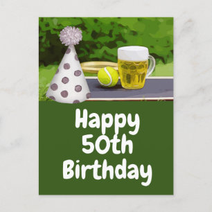 Tennis 50ste verjaardag met Bal en Bier Briefkaart