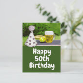Tennis 50ste verjaardag met Bal en Bier Briefkaart (Staand voorkant)