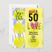 Tennis 50ste verjaardag  Reserveer de datum voor s Briefkaart (Voorkant / Achterkant)