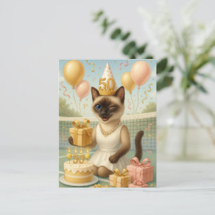 Tennis 50ste verjaardag voor kattenliefhebbers briefkaart