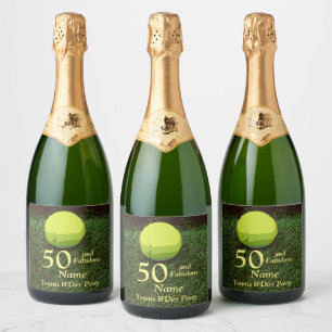 Tennis 50th and Fabulous Birthday Party Sparkling Wijnetiket