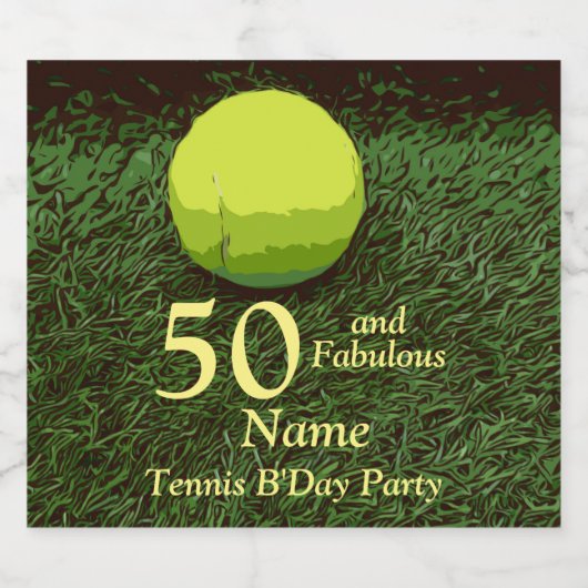 Tennis 50th and Fabulous Birthday Party Sparkling Wijnetiket (Enkel label)