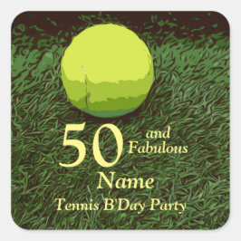 Tennis 50th and Fabulous Birthday Party Vierkante Sticker