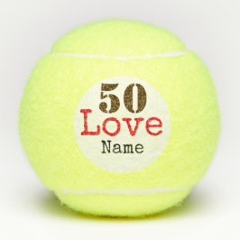 Tennis 50th Birthday ball met liefde en naam Tennisballen