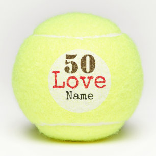 Tennis 50th Birthday ball met liefde en naam Tennisballen