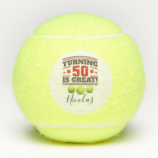 Tennis 50th Birthday is geweldig met ballen (Voorkant)