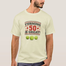 Tennis 50th Birthday is geweldig met ballen en net T-shirt