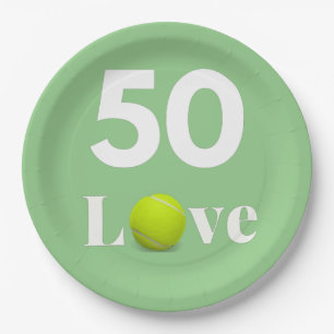 Tennis 50th Birthday Jubileum met LOVE tekst   Papieren Bordje