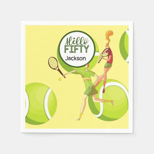 Tennis 50th Birthday Jubileum Servet (Voorkant)