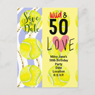 Tennis 50th Birthday Save the Date for Players Briefkaart