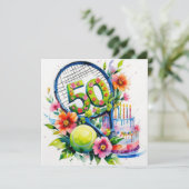 Tennis 50th Birthday tennis ball and number Kaart (Staand voorkant)