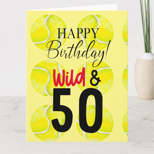 Tennis 50th Birthday tennis ball and number Kaart (Voorkant)