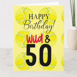Tennis 50th Birthday tennis ball and number Kaart
