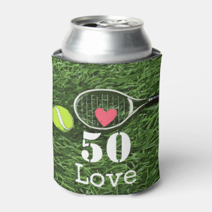 Tennis 50th Birthday tennis ball and number love Blikjeskoeler