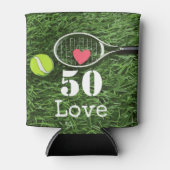 Tennis 50th Birthday tennis ball and number love Blikjeskoeler (Voorkant)