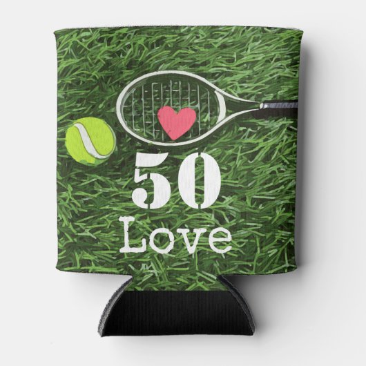 Tennis 50th Birthday tennis ball and number love Blikjeskoeler (Voorkant)