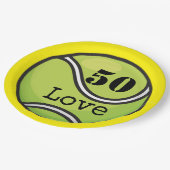 Tennis 50th Birthday tennis ball and number love Papieren Bordje (Gekanteld)
