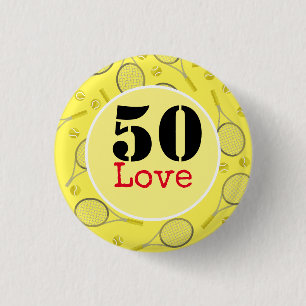 Tennis 50th Birthday tennis ball and number love Ronde Button 3,2 Cm