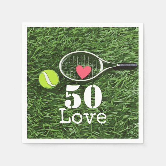 Tennis 50th Birthday tennis ball and number love Servet (Voorkant)