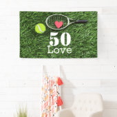 Tennis 50th Birthday tennis ball and number love Spandoek (Insitu)