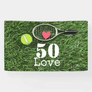 Tennis 50th Birthday tennis ball and number love Spandoek