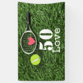 Tennis 50th Birthday tennis ball and number love Spandoek (Verticaal)