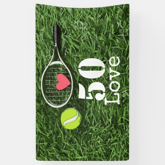 Tennis 50th Birthday tennis ball and number love Spandoek (Verticaal)