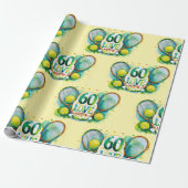 Tennis 60e verjaardag met bal en racket cadeaupapier (Uitgerold)