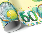 Tennis 60e verjaardag met bal en racket cadeaupapier (Rol Hoek)