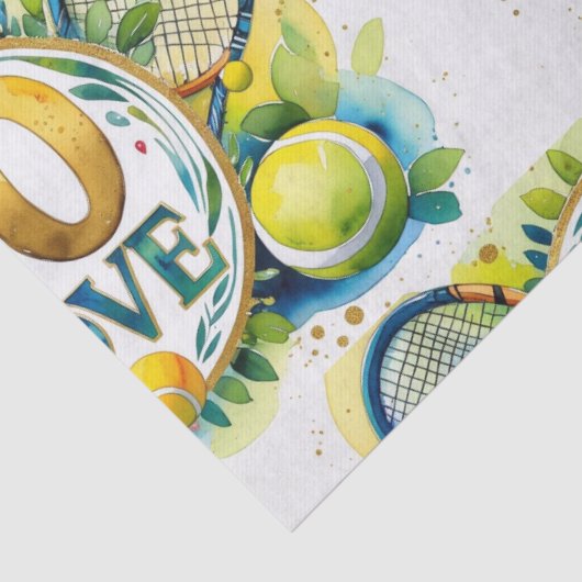 Tennis 60e verjaardag met bal en racket tissuepapier (Detail)