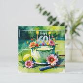 Tennis 60e verjaardag met tennisbal en nummer kaart (Staand voorkant)