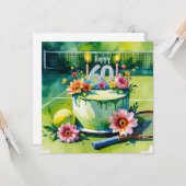 Tennis 60e verjaardag met tennisbal en nummer kaart (Voorkant / Achterkant in situ)