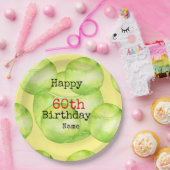 Tennis 60e verjaardag met tennisbal en nummer papieren bordje (Feest)