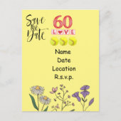 Tennis 60e verjaardag Save the Date Briefkaart (Voorkant)