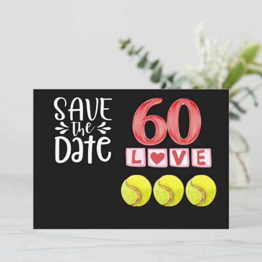Tennis 60e verjaardag Save the Date Kaart (Staand voorkant)