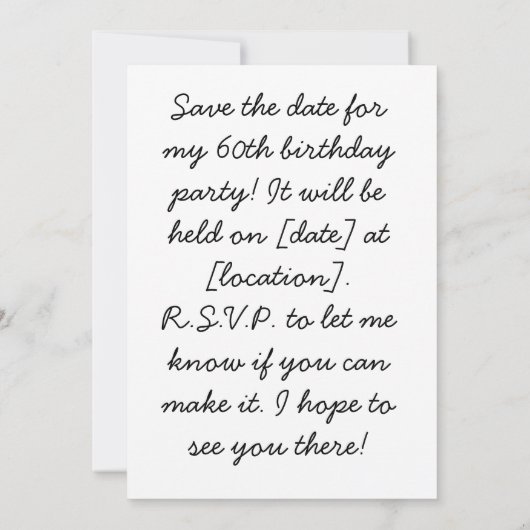 Tennis 60e verjaardag Save the Date Kaart (Achterkant)