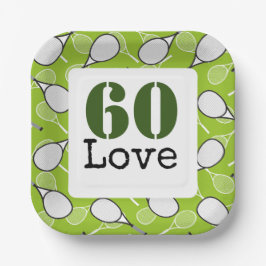 Tennis 60e verjaardag tennisbal liefde papieren bordje
