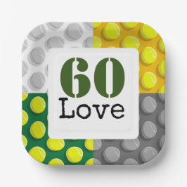 Tennis 60e verjaardag tennisbal liefde papieren bordje