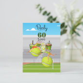 Tennis 60e verjaardag  tennisbal nummer liefde   briefkaart (Staand voorkant)